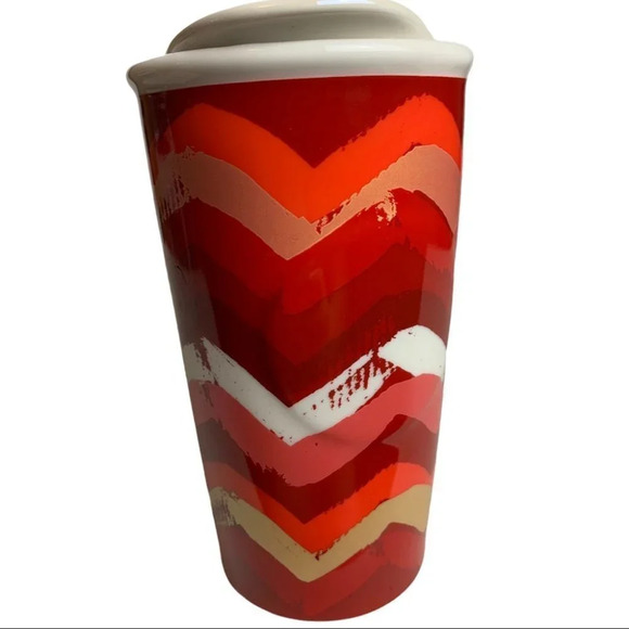 20. Starbucks Coffee Tumbler Chevron  Red 10 fl oz 2014 - Picture 4 of 8